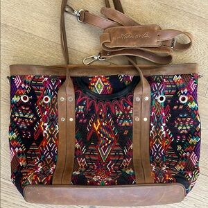 Nena & Co Brown Tote Bag with Traditional Patterns